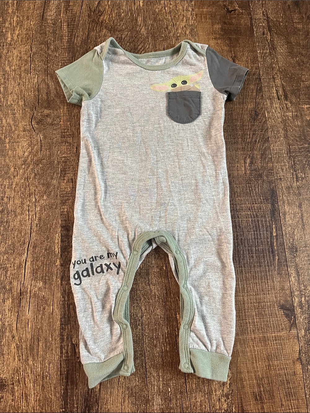 Star Wars Gray Romper with Mint Trim